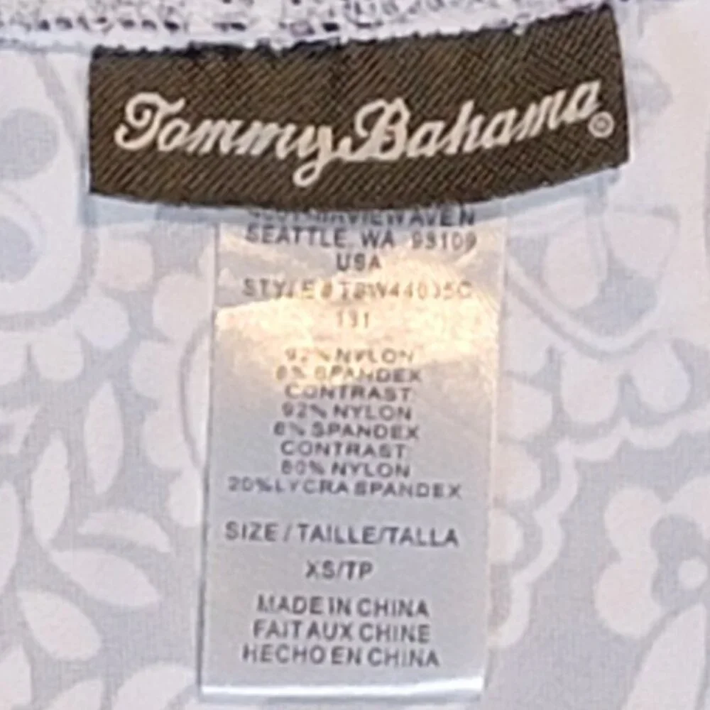 Tommy Bahama Paisley Paradise Navy & White Half Zip Rash Guard Swim Shirt - XS - Picture 10 of 10